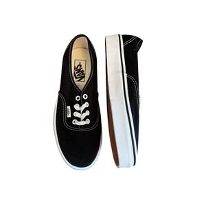 Vans Authentic Black White Canvas Low Top Sneakers VN000EE3BLK Mens 6 Womens 7.5